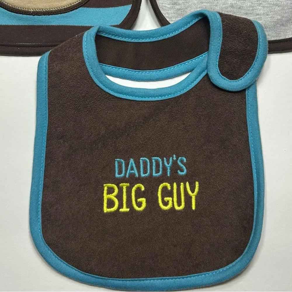 3 Monkey Baby Boys Bibs Daddy's Big Guy Bananas Over Mommy Shower Gift